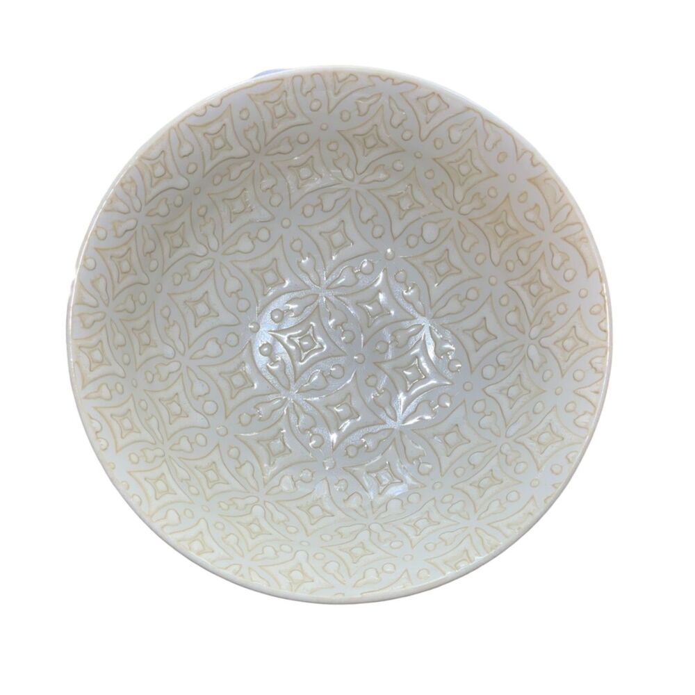 Anthropologie Geometric Design Cream Quorra Bowl Servingware Decorative Japan